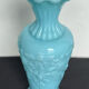 Pair of opaline candlesticks and its vase