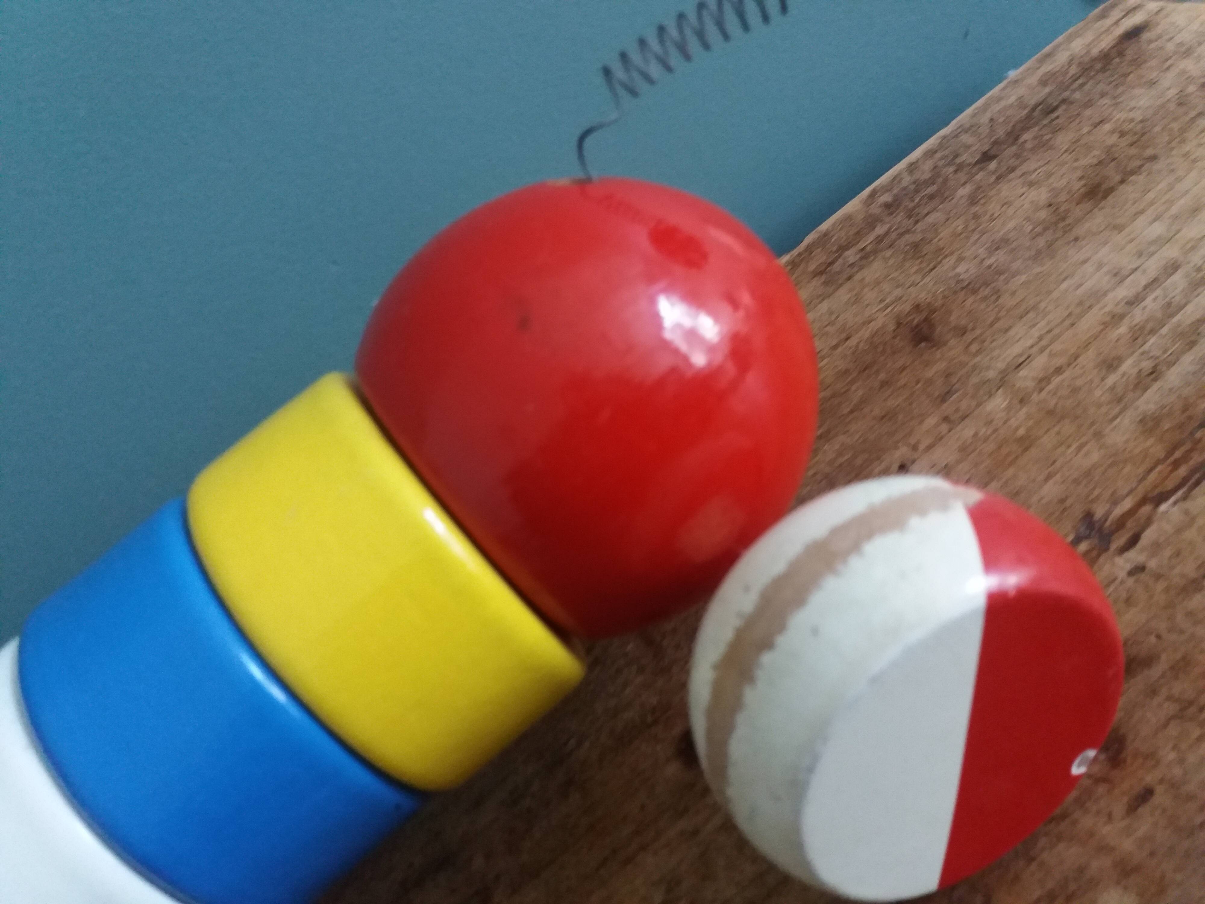 Lacquered wooden pull-along dog toy
