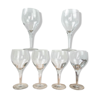 6 vintage crystal water glasses