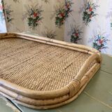Vintage service tray in bamboo and rattan