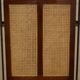 Vintage 3-panel wrought iron screen, bergère and hardwood.