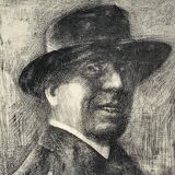 Antique Gentleman Portrait Copper etching By E.Zoir