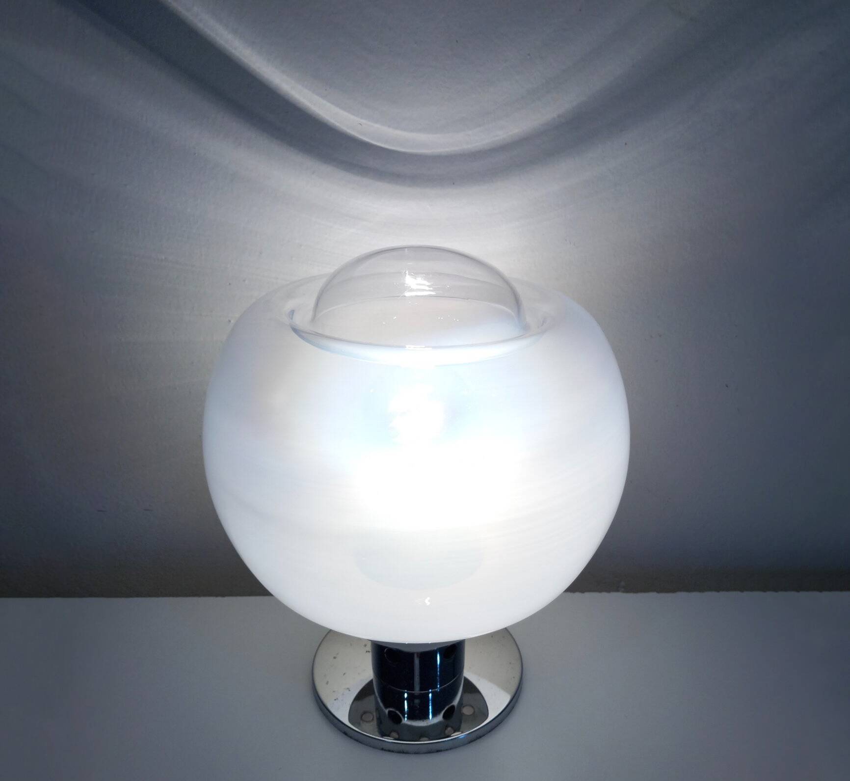 Vintage Table Lamp • Steel & Glass • Murano • Space Age • 1970