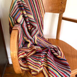 Plaid wool blanket crochet by hand