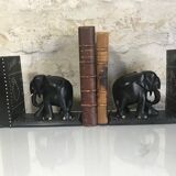 Wooden elephant bookends blackened around 1930