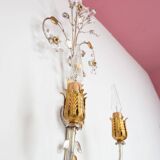 Vintage Italian wall lamp in gold and silver metal (52 cm)