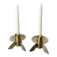 Pair of brutalist candlesticks in brass, Denmark, 1970s