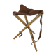 Foldable tripod stool in leather and wood