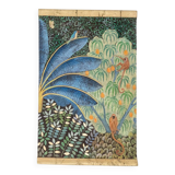 Painted canvas depicting monkeys on a fruit tree. Contemporary.