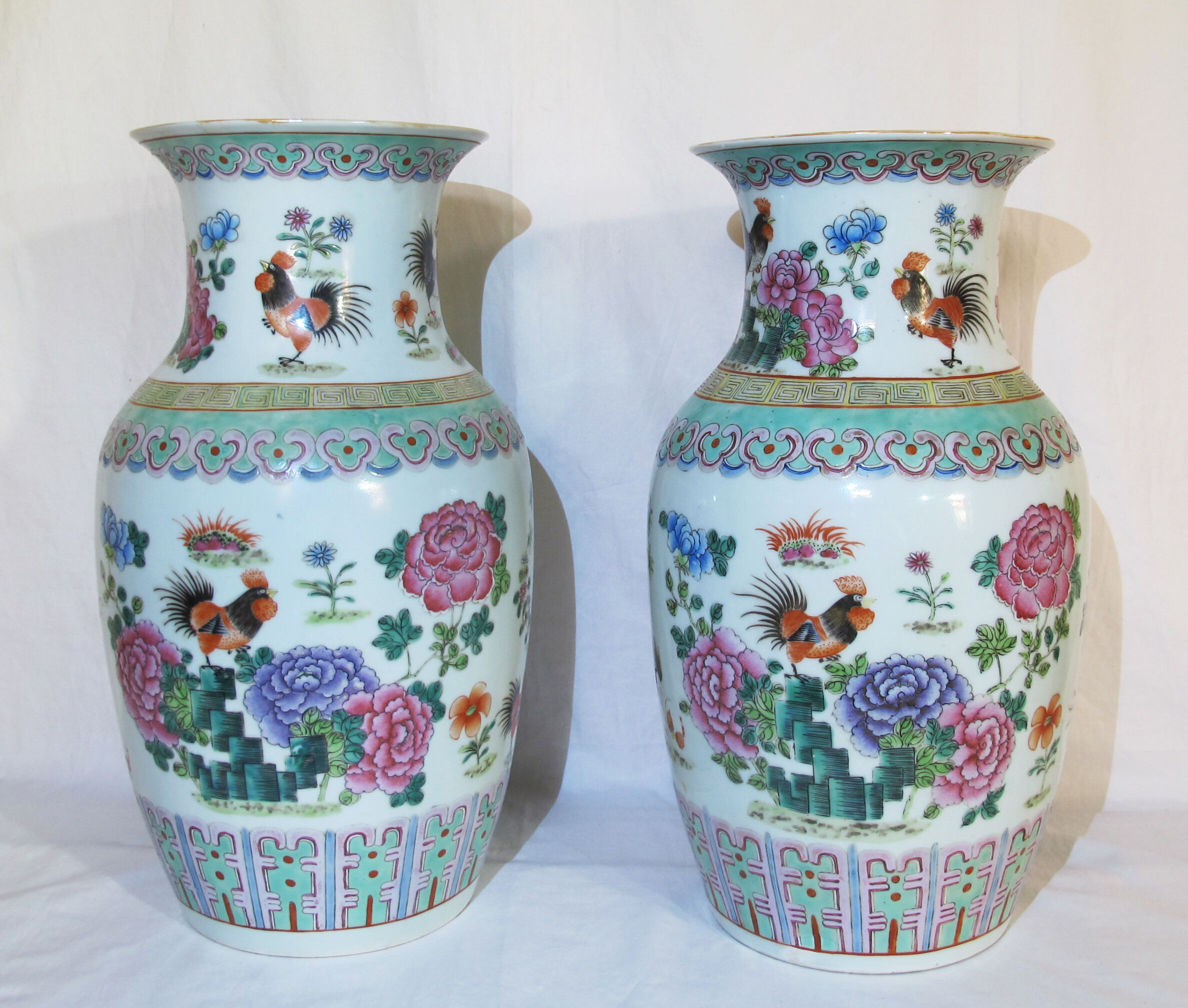 Pair of chinese porcelain vases pink family