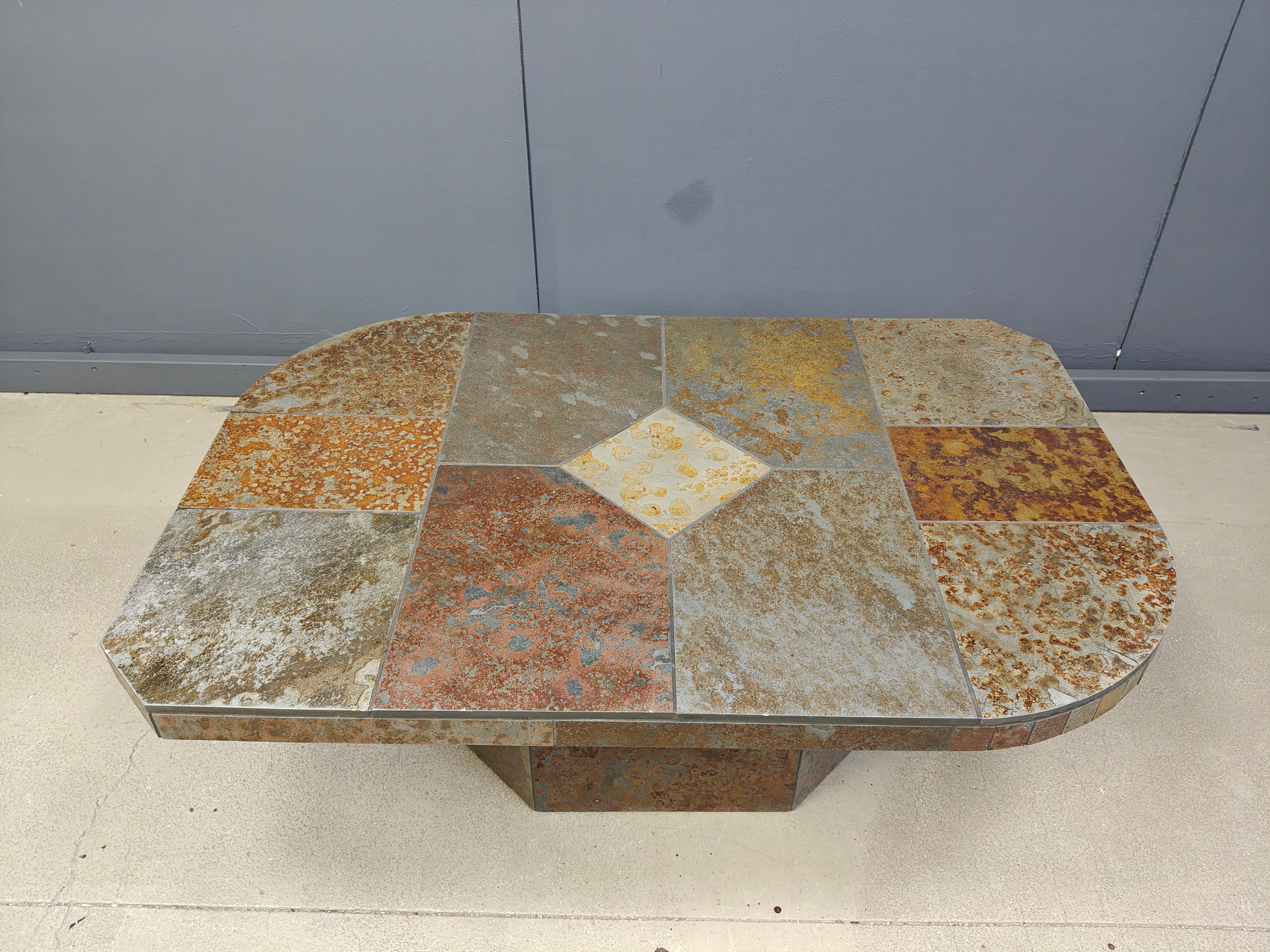 Brutalist slate stone coffee table, 1980s