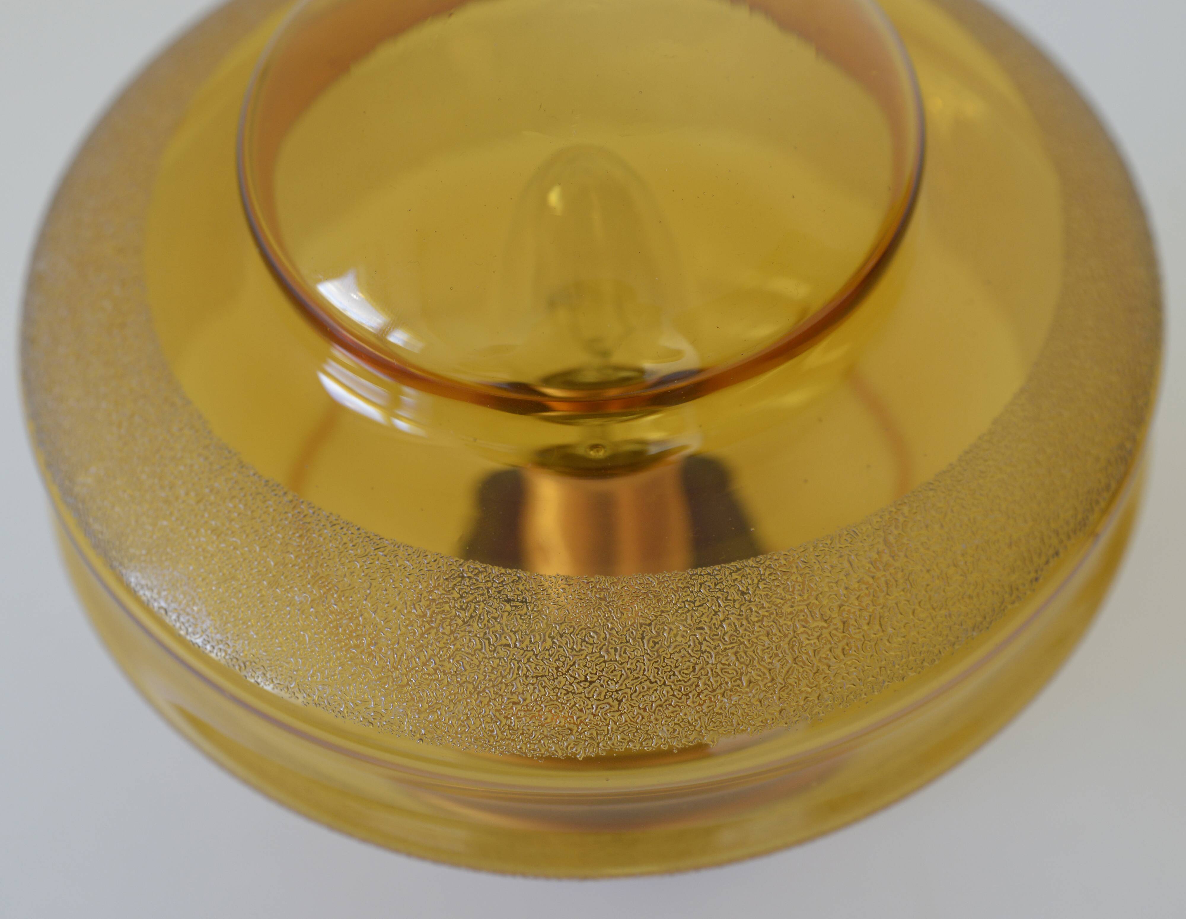 1 of 2 hand blown amber glass ceiling lights / redesign vintage wall lamps