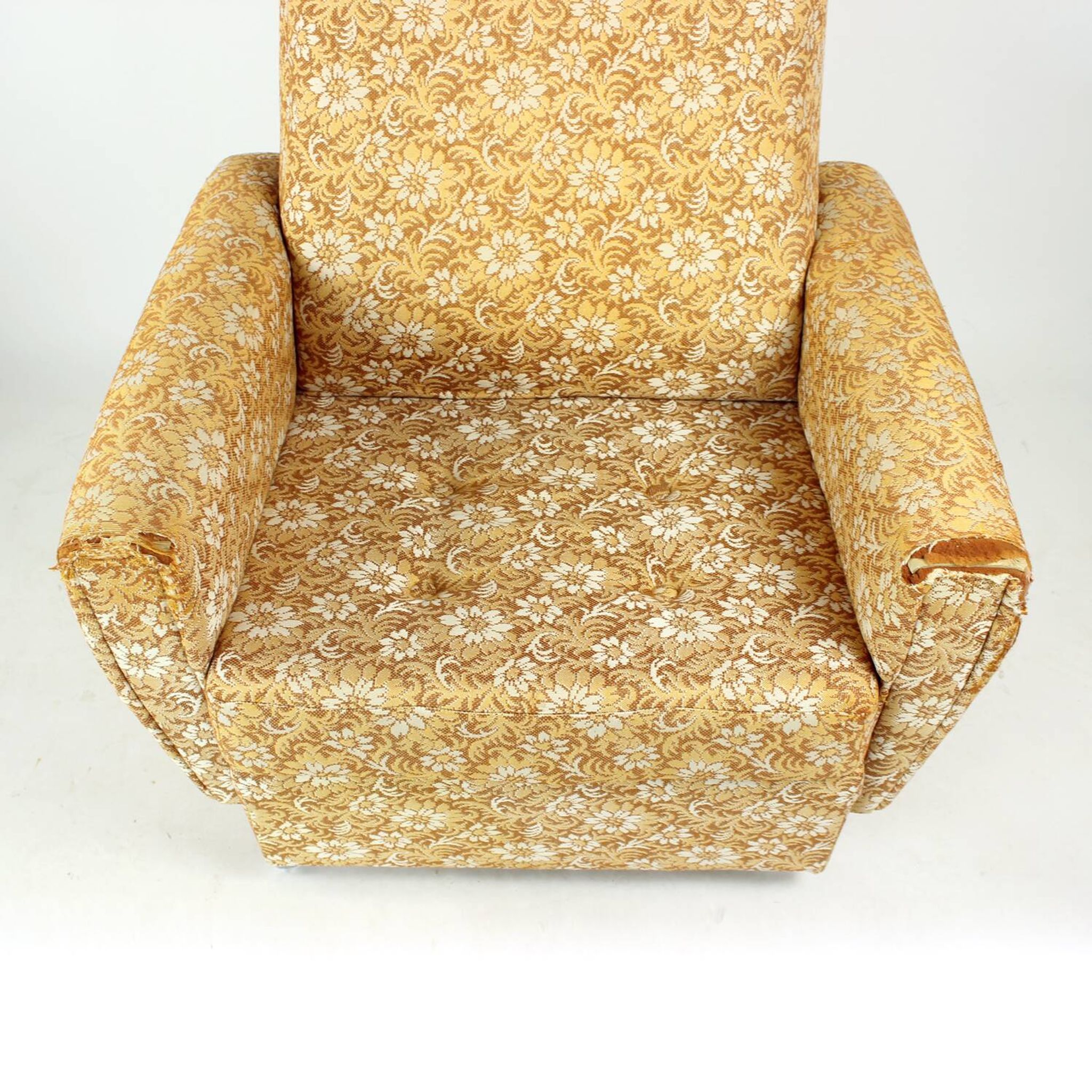 Midcentury Wingchair On Wheels By Ton, Czechoslovakia 1960s