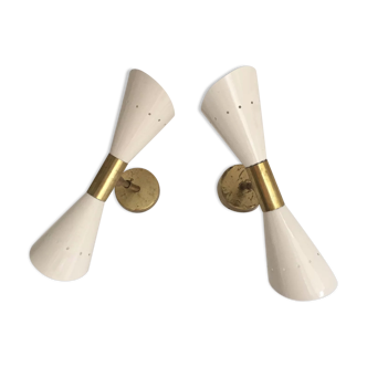 Pair italian wall in the style of the 50 white ivory