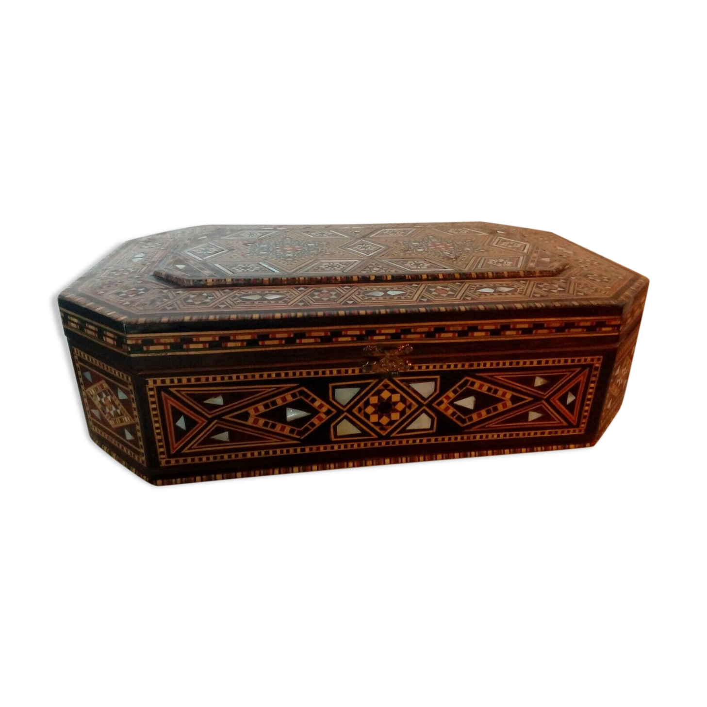 Wooden marquetry box inlaid mother-of-pearl spirit orientalism