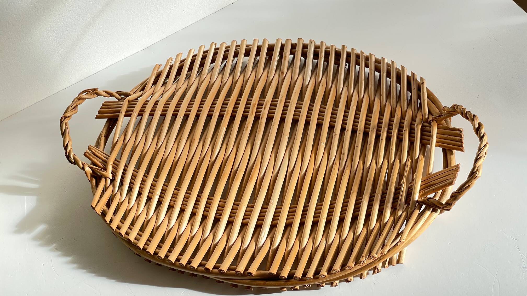 Vintage rattan presentation tray
