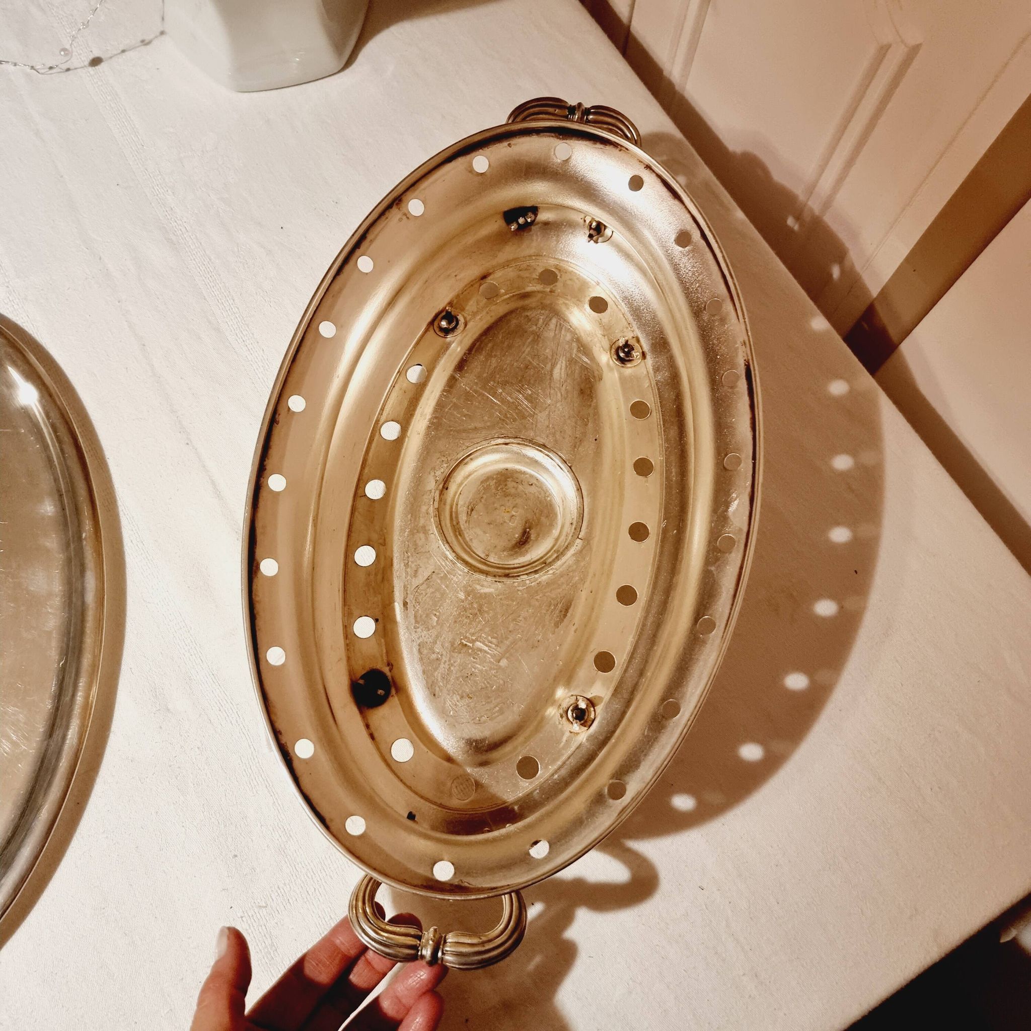 Christofle Plate Warmer Silver Metal large oval format 19th century L'Alfenide et Gallia