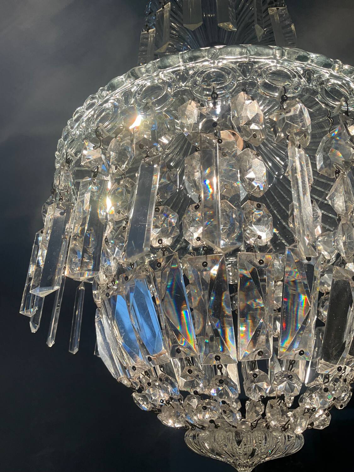 Bohemian crystal basket chandelier