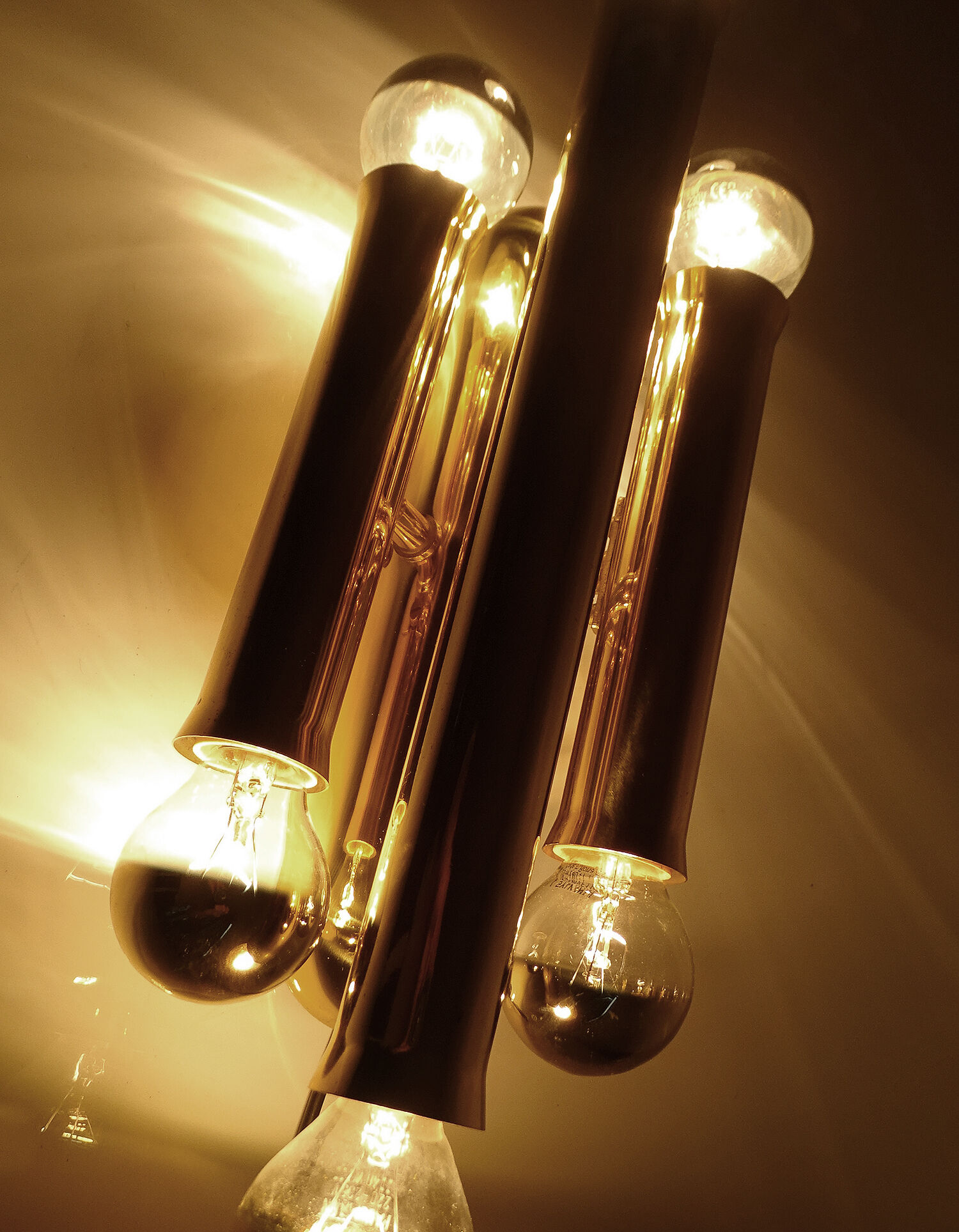 Pair Vintage Brass Wall Sconces, 60s