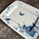 Large rectangular Gien dish in blue ironstone, "Birds" service circa 1870.
