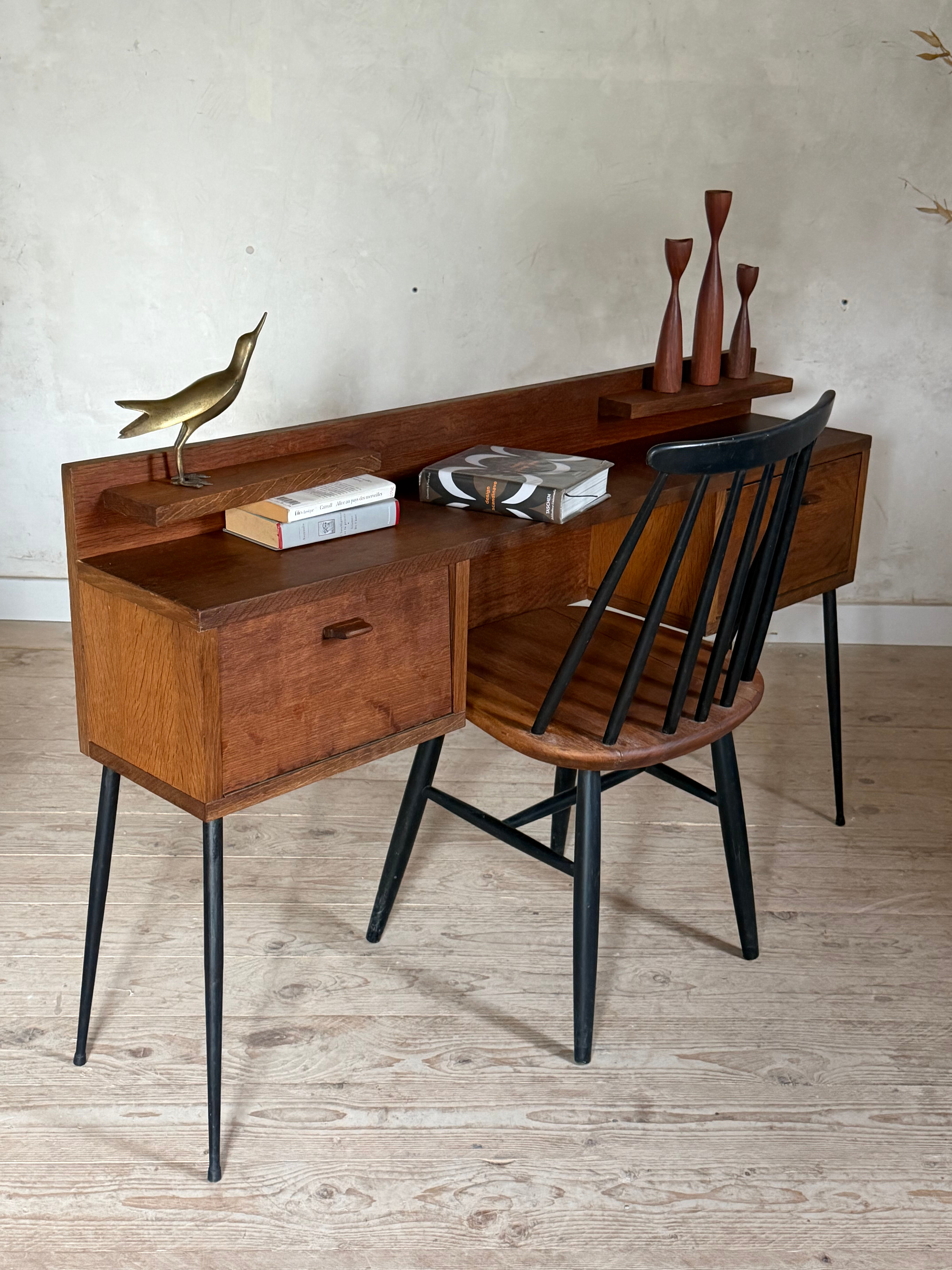 Vintage oak console desk