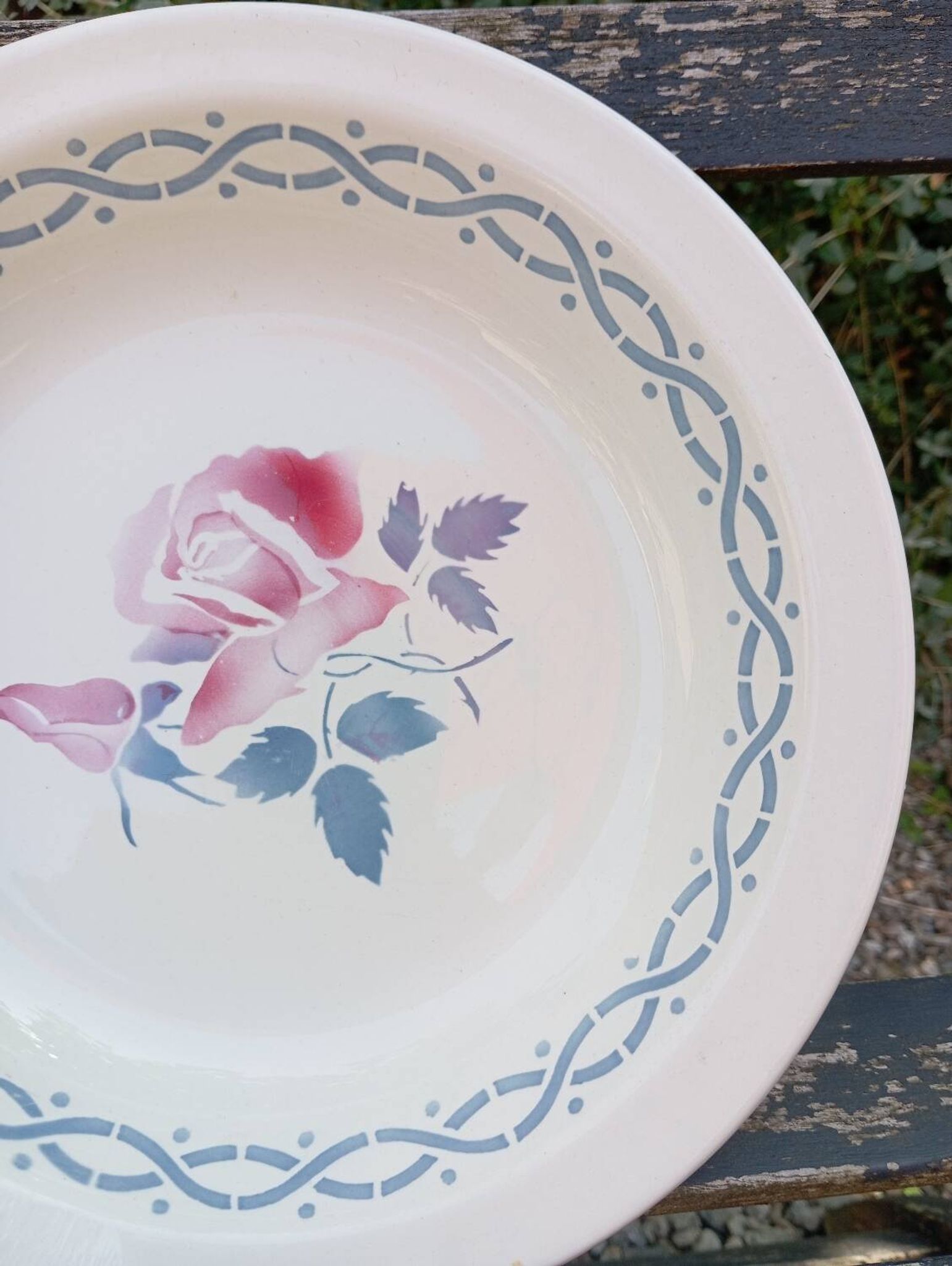 Round hollow dish or large plate, Janine model by Digoin, 1930/40