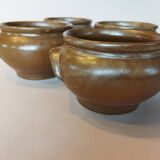 4 bowls with handles in gilded stoneware