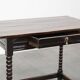 Antique English oak side table from the 18th century with bobbin legs