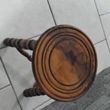Old small vintage solid wood tripod stool farmhouse