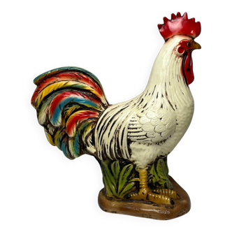 Sculpture plâtre coq vernissé Jordanie milieu XXème