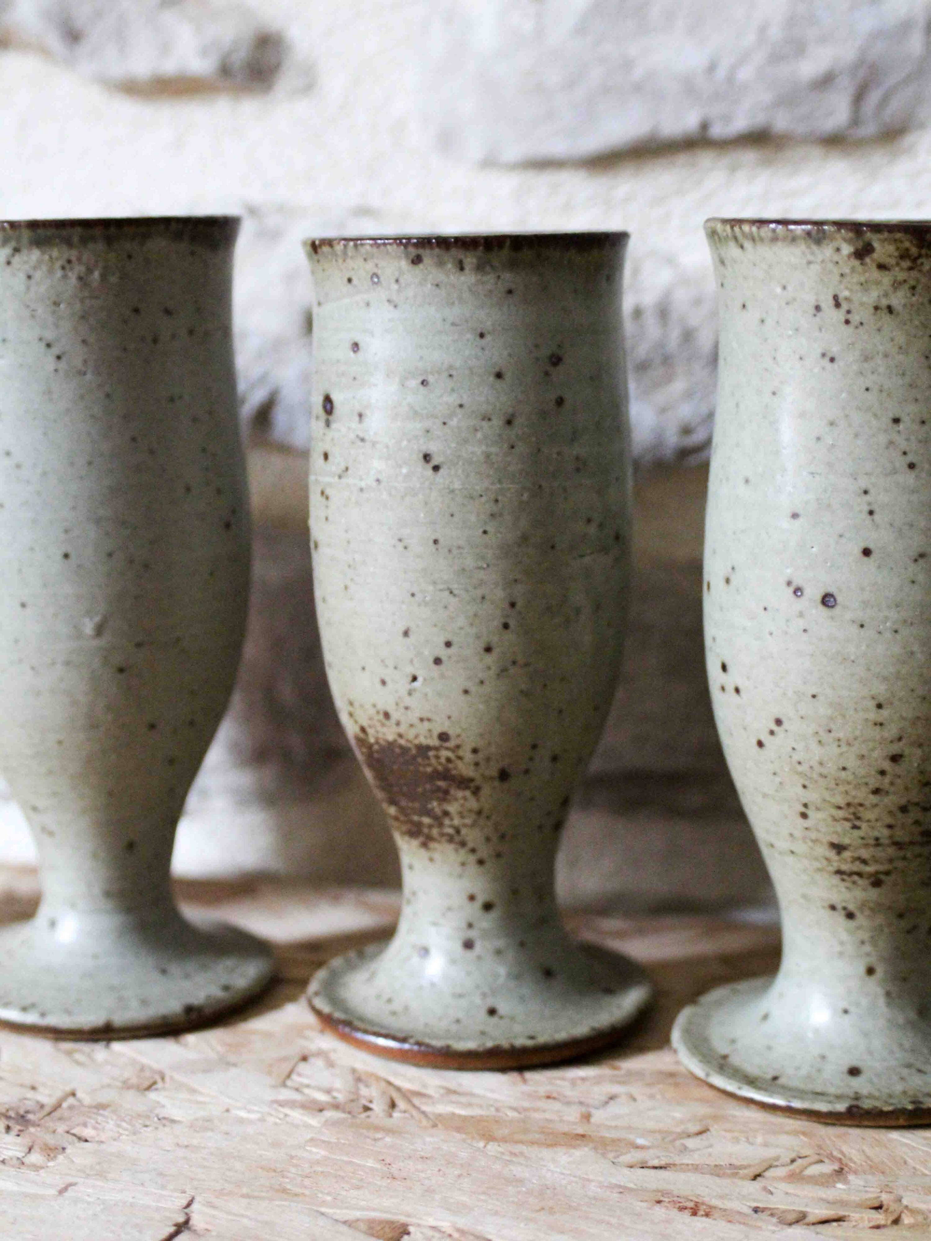 Lot de 5 verres à pied en grès - Poterie Le Cep