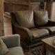 Pair of vintage cognac leather armchairs & solid wood – club/lounge style