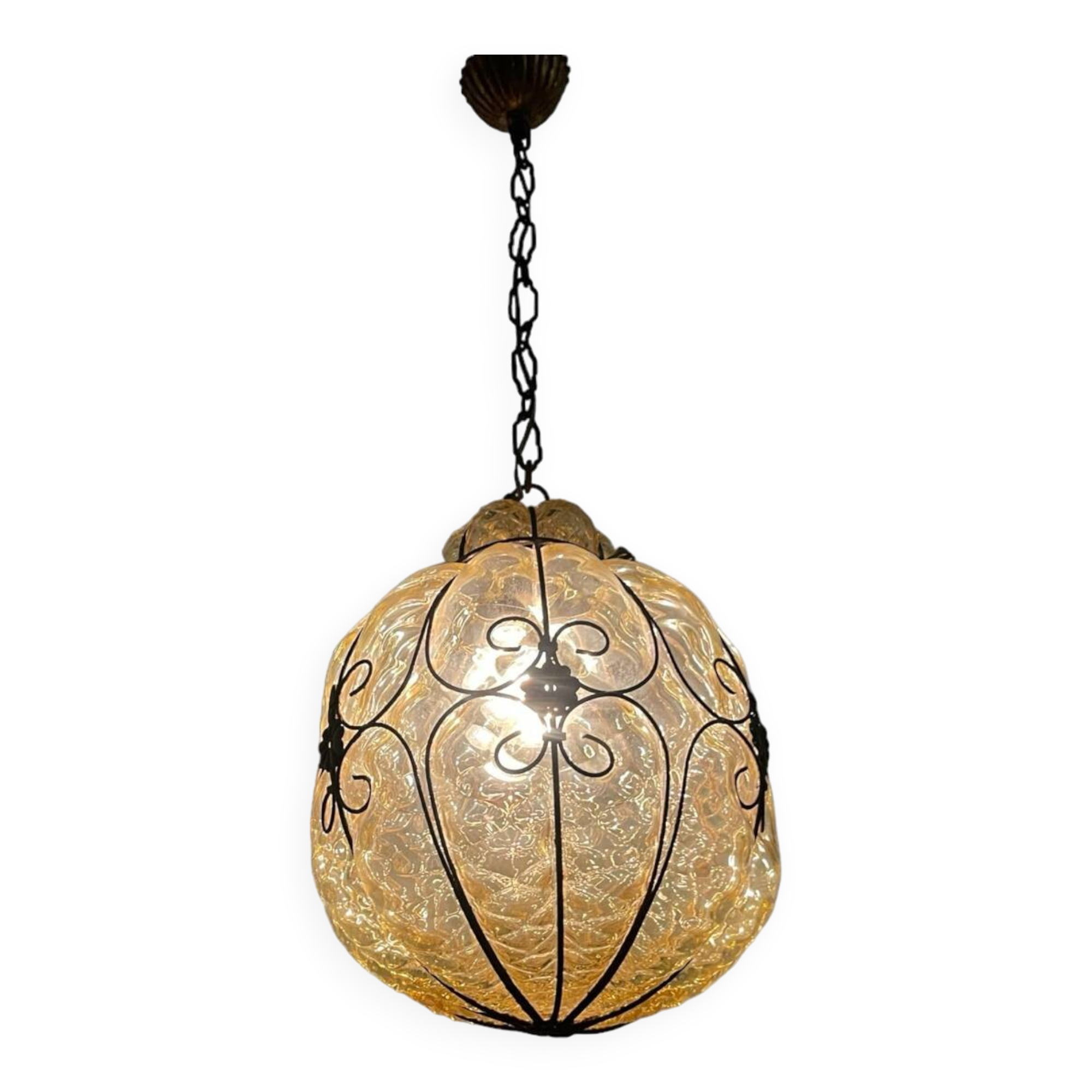 Wrought Murano Glass Light Pendant 1950’s
