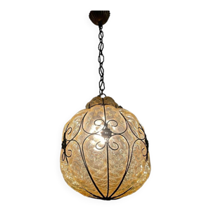 lampe à suspension en - 1950 verre