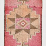3x11 Pink and Brown Rare Colors Runner Rug, Wool Kilim Rug, 94x320Cm