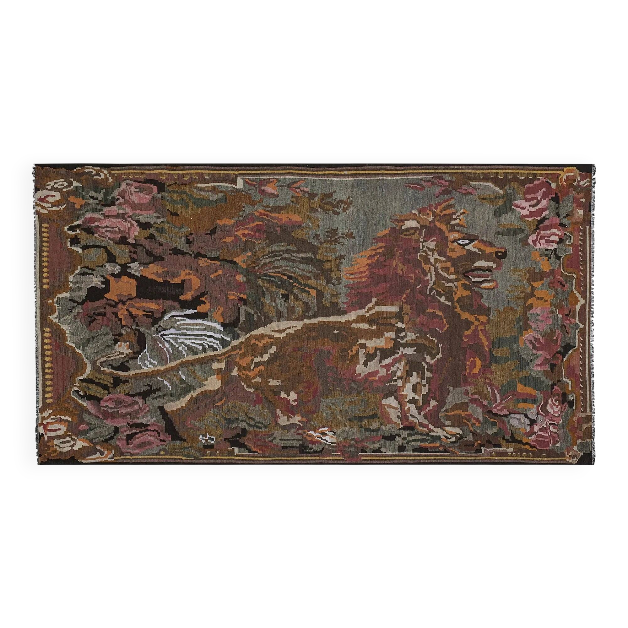 Vintage Turkish kilim, handwoven, 195x348 cm.