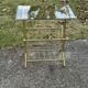 Mid-century modern brass and smoked glass side table with integrated magazine holder, 1970s