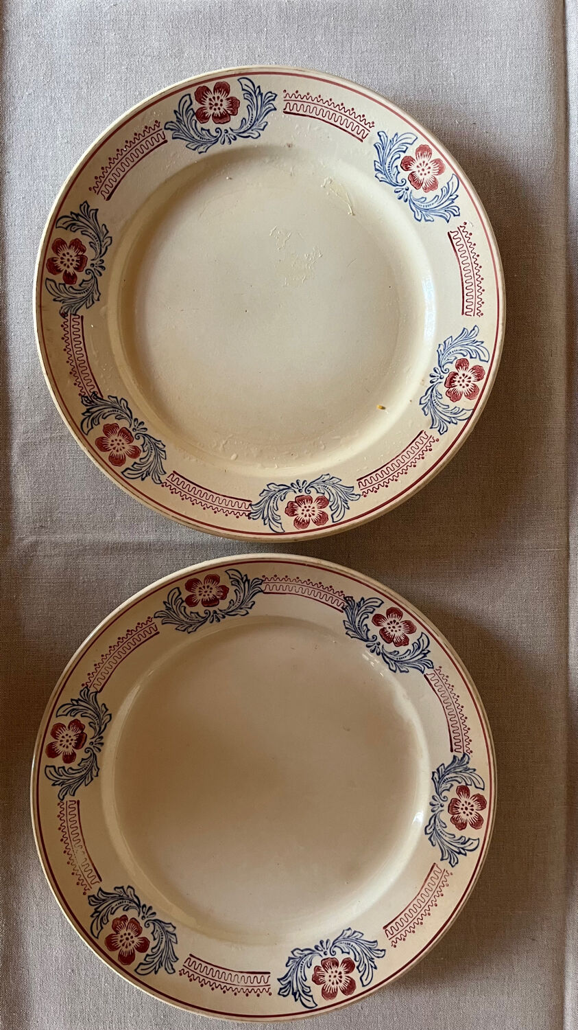 Pair of large old ST Amand flat plates