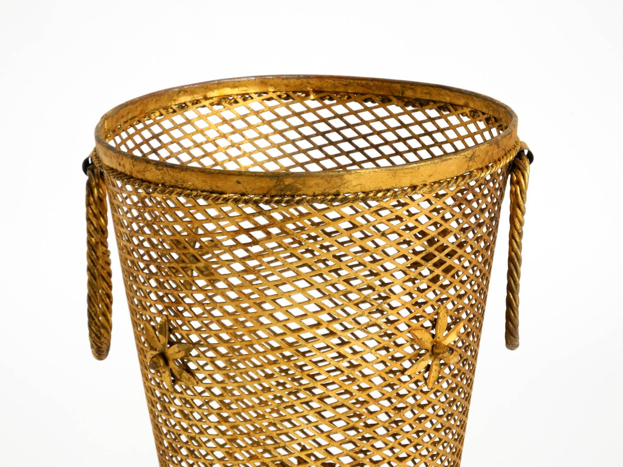 Large Mid-Century Regency umbrella stand made of gilded metal, Italy 1960s
