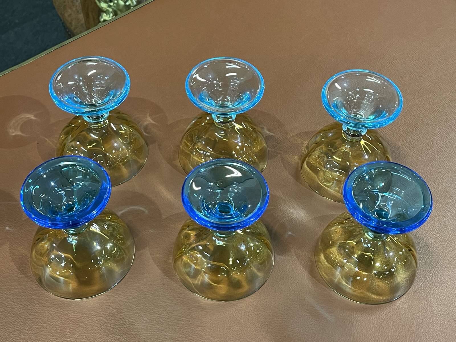 6 Georges Sand model crystal champagne glasses - 20th century