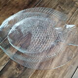 Set of 2 vintage fish dishes in glass Arcoroc France