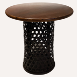 Bamboo and oak modernist brutalist side table, Dutch 1960s-1970s