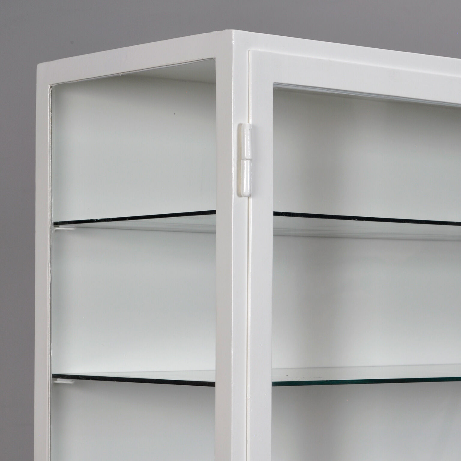 Medical Iron And Glass Cabinet, 1940s