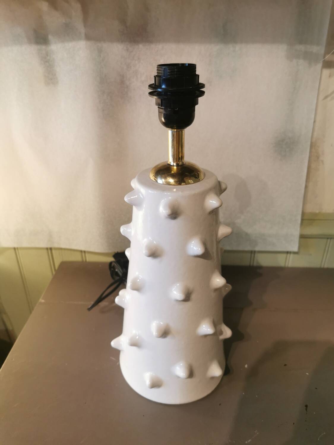 Moroccan white ceramic spiked lamp base