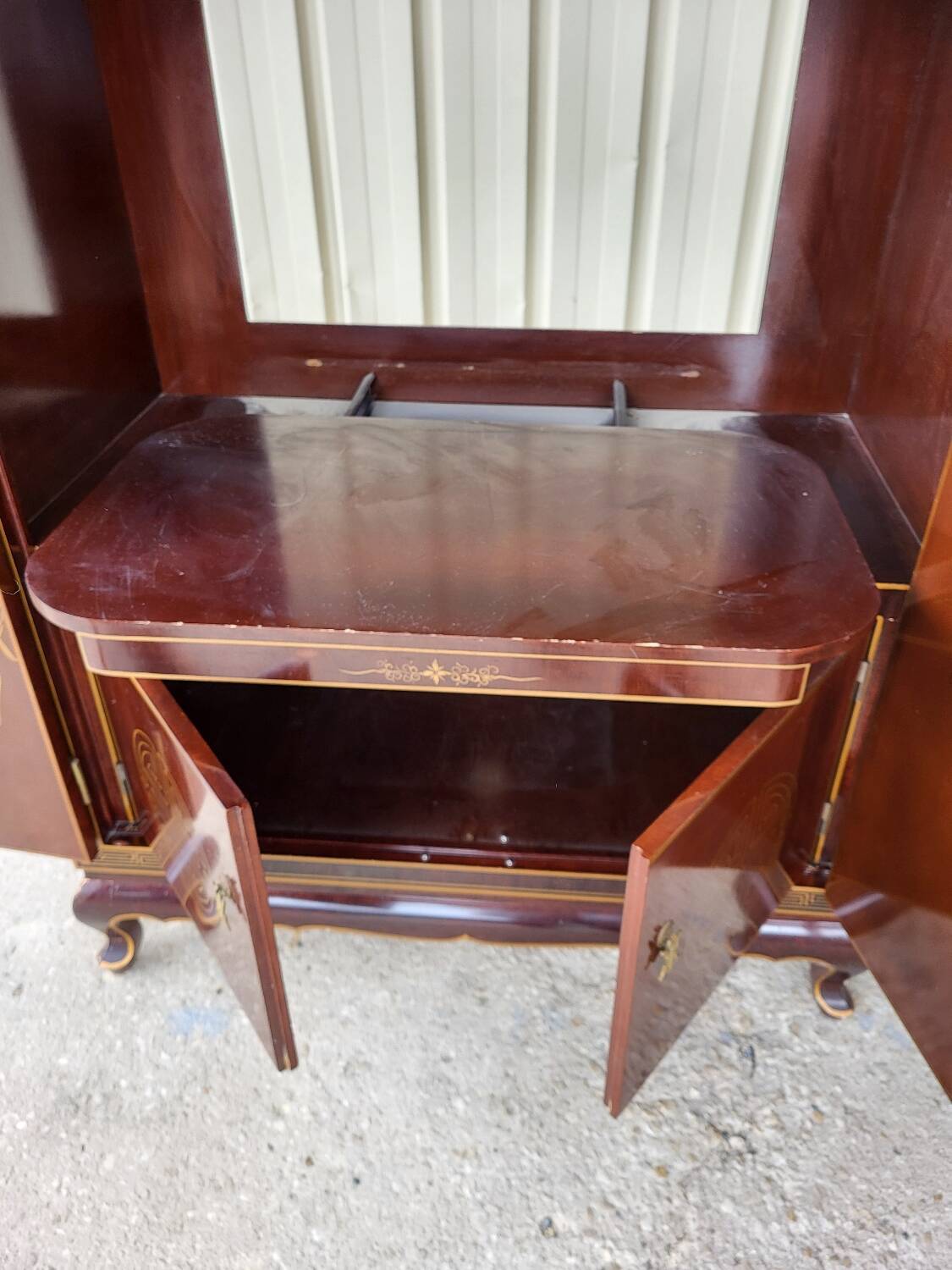 Chinese lacquered TV cabinet L 1m H 1.34m D 0.50m