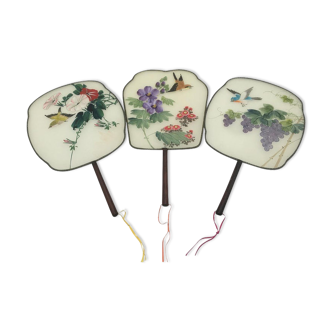 Set of 3 silk fan, Pay Pay, circa 1900, China