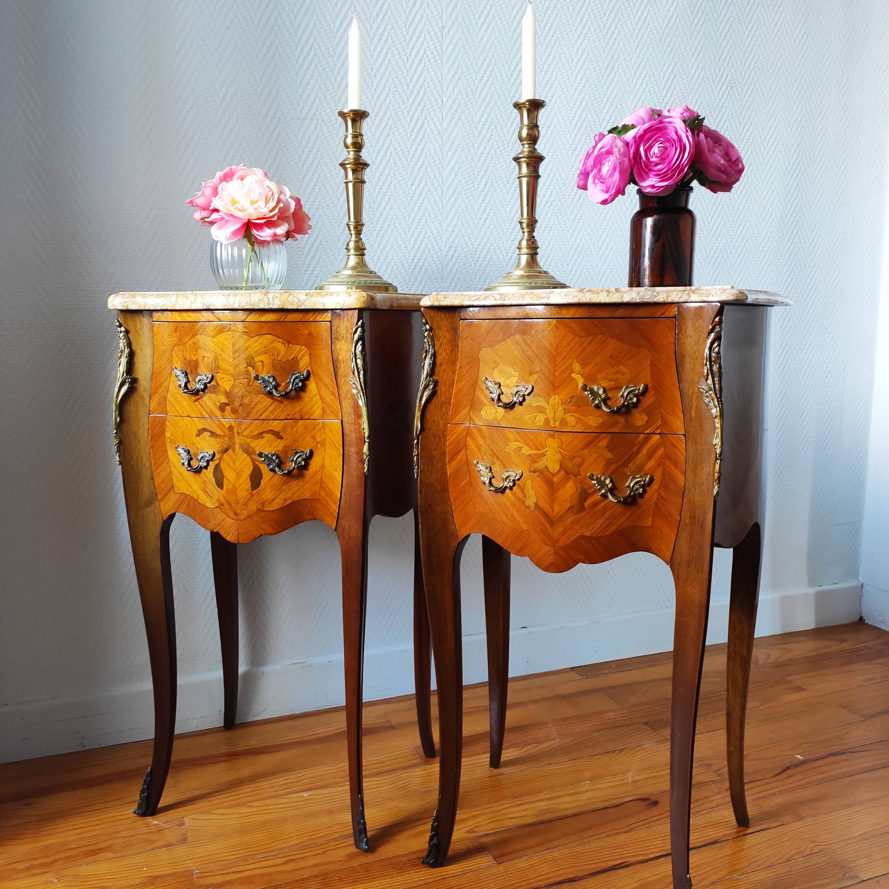 Pair of Louis XV style bedside tables