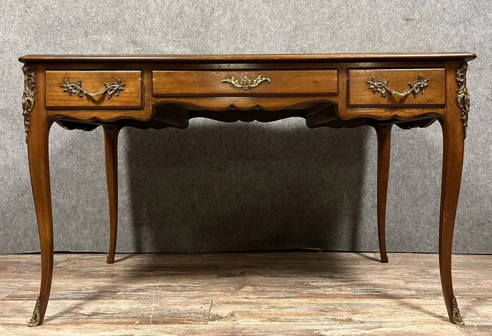 André Mailfert: Louis XV style double-sided desk in walnut