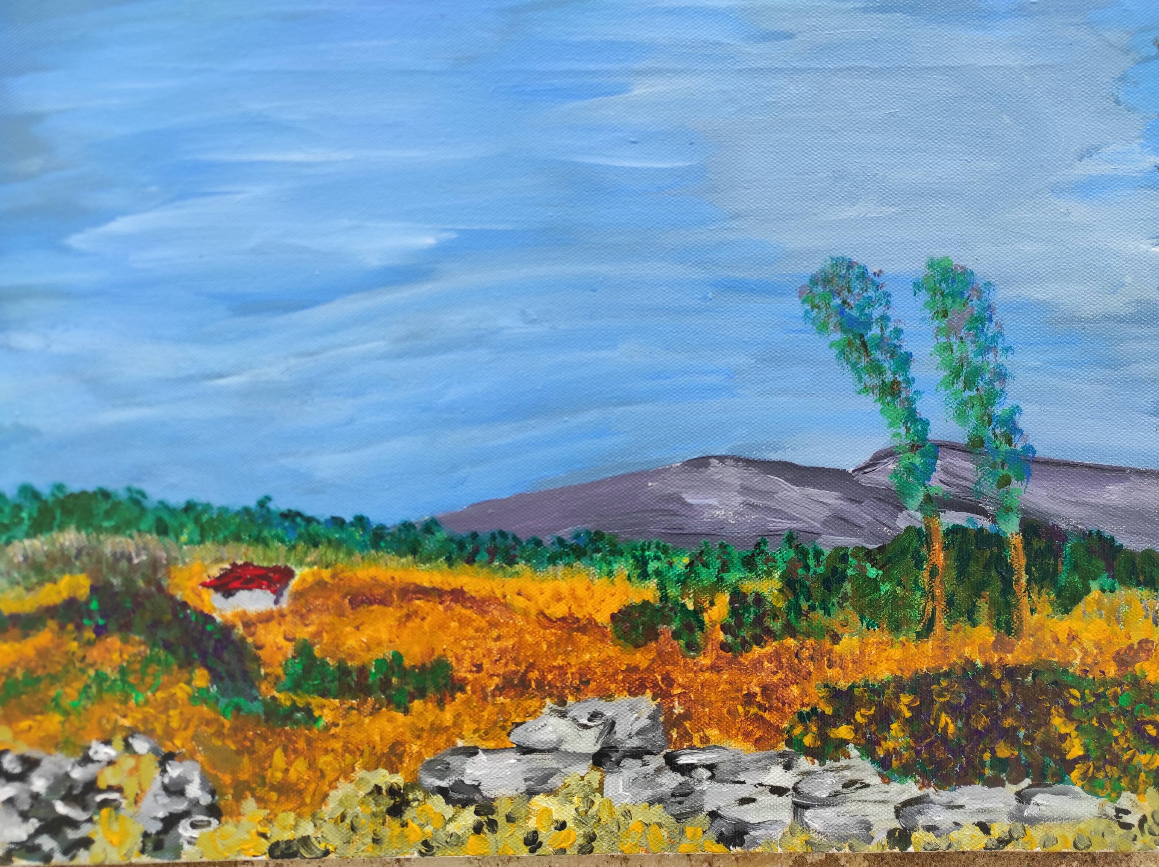 French vintage oil painting, signed CE