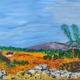 French vintage oil painting, signed CE